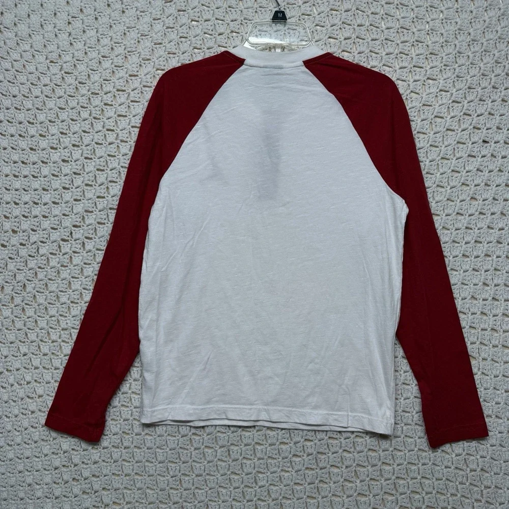 Jordan Henley Shirt Mens Sz M Red White Raglan Long Sleeve 100%Cotton 632084-100